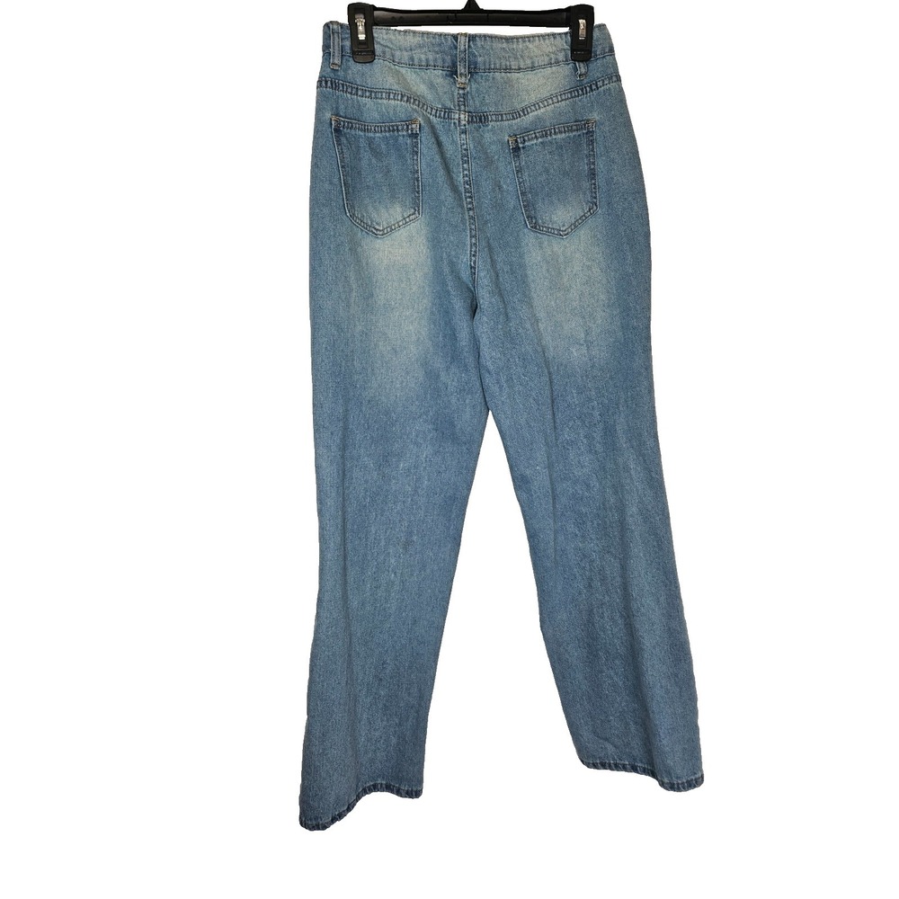 Womens Light Wash High Rise Straight Leg Jeans L Panel Seam Denim Y2k - Picture 2 of 8